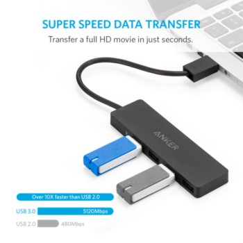 Anker Ultra Slim 4-port USB 3.0 hub črn Anker Ultra Slim 4-port USB 3.0 hub črn