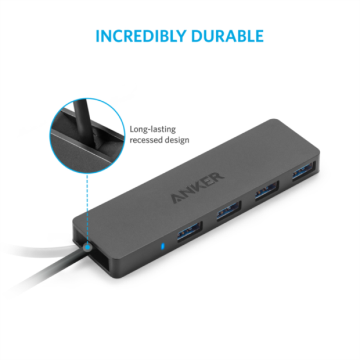 Anker Ultra Slim 4-port USB 3.0 hub črn Anker Ultra Slim 4-port USB 3.0 hub črn