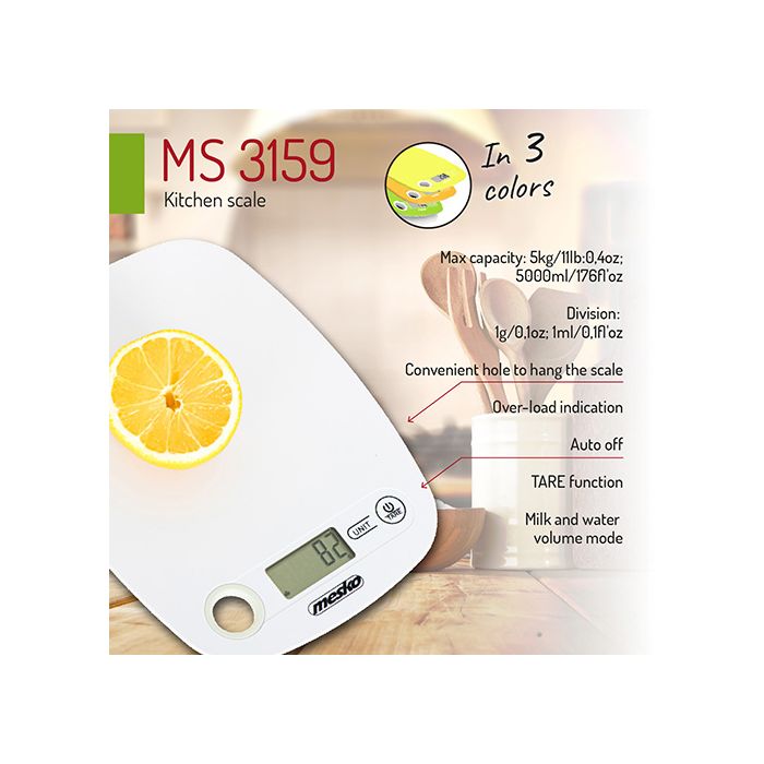Mesko zmogljiva kuhinjska tehtnica MS3159 bela Mesko zmogljiva kuhinjska tehtnica MS3159 bela