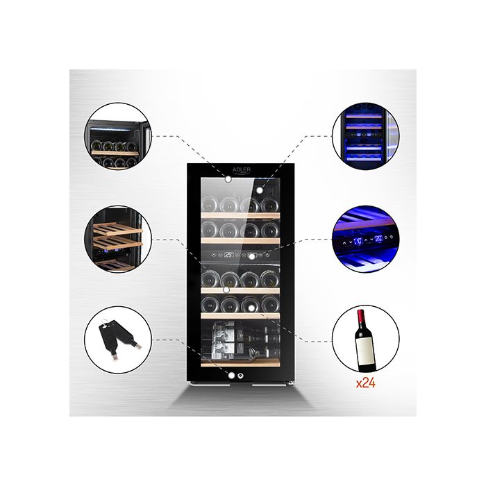 Adler vitrina za vino 60L dvojna hladilna cona AD8080 Adler vitrina za vino 60L dvojna hladilna cona AD8080