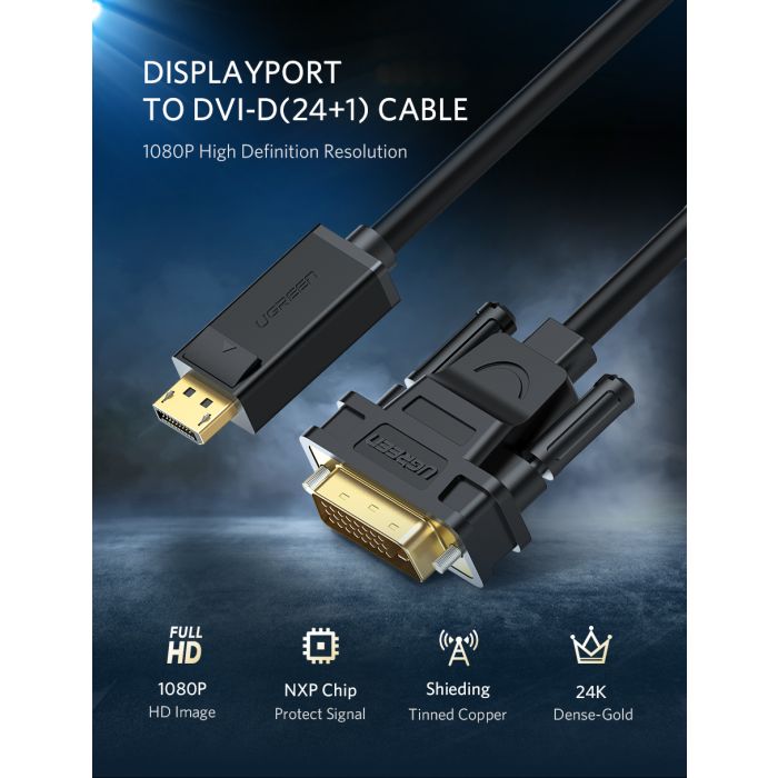 Ugreen DisplayPort na DVI (24+1) kabel 1.5m - polybag Ugreen DisplayPort na DVI (24+1) kabel 1.5m - polybag