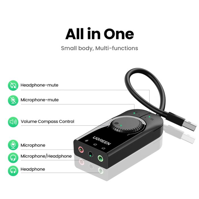 Ugreen zunanja USB zvočna kartica - box Ugreen zunanja USB zvočna kartica - box