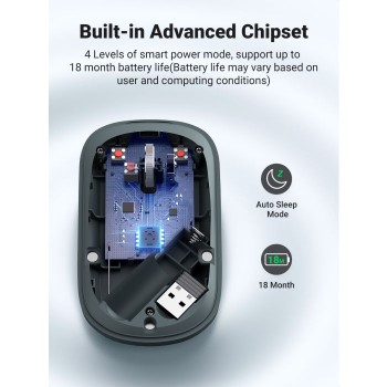 Ugreen brezžična tiha, tanka in lahka miška 2.4GHz, 400DPI zelena - box Ugreen brezžična tiha, tanka in lahka miška 2.4GHz, 400DPI zelena - box