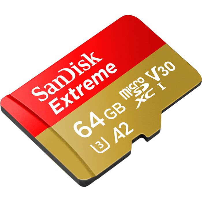 SanDisk Extreme microSDXC 64GB + SD Adapter 170MB/s & 80MB/s A2 C10 V30 UHS-I U3 SanDisk Extreme microSDXC 64GB + SD Adapter 170MB/s & 80MB/s A2 C10 V30 UHS-I U3