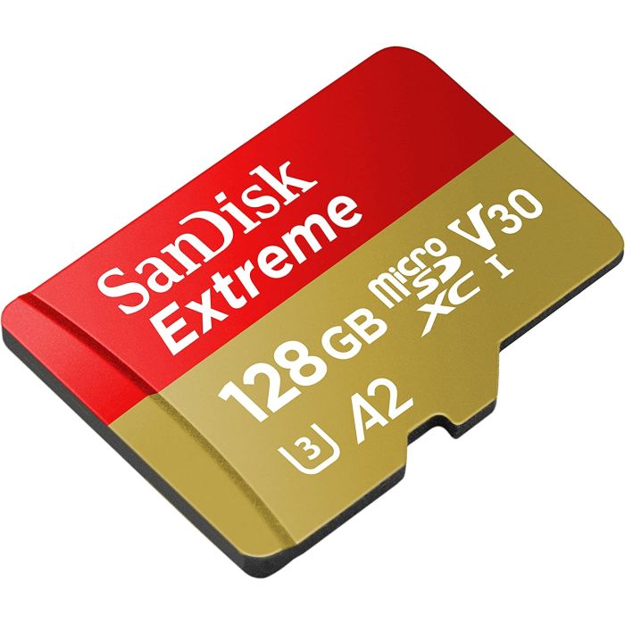 SanDisk Extreme microSDXC 128GB + SD Adapter 190MB/s & 90MB/s A2 C10 V30 UHS-I U3 SanDisk Extreme microSDXC 128GB + SD Adapter 190MB/s & 90MB/s A2 C10 V30 UHS-I U3