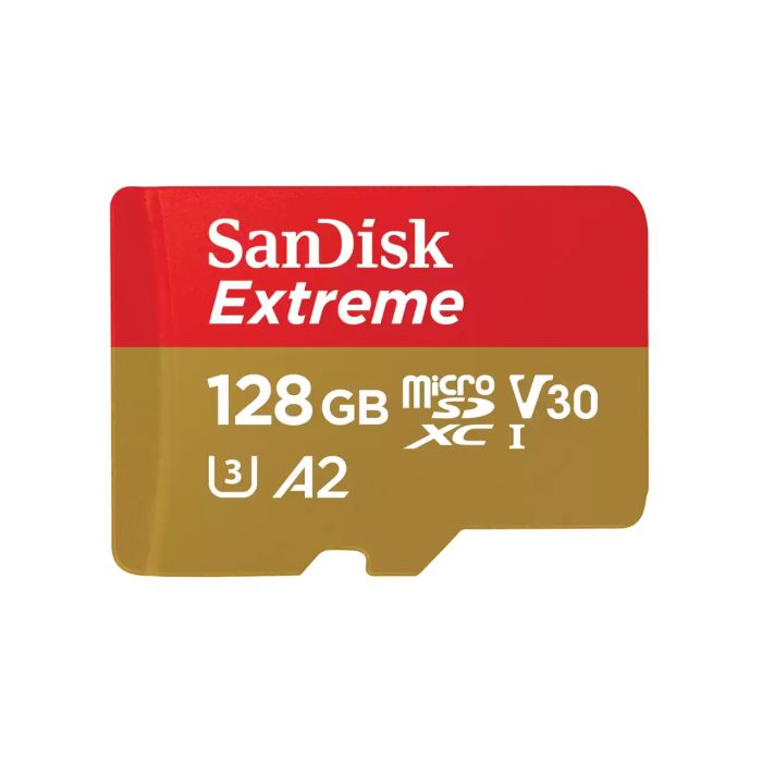 SanDisk Extreme microSDXC 128GB + SD Adapter 190MB/s & 90MB/s A2 C10 V30 UHS-I U3 SanDisk Extreme microSDXC 128GB + SD Adapter 190MB/s & 90MB/s A2 C10 V30 UHS-I U3