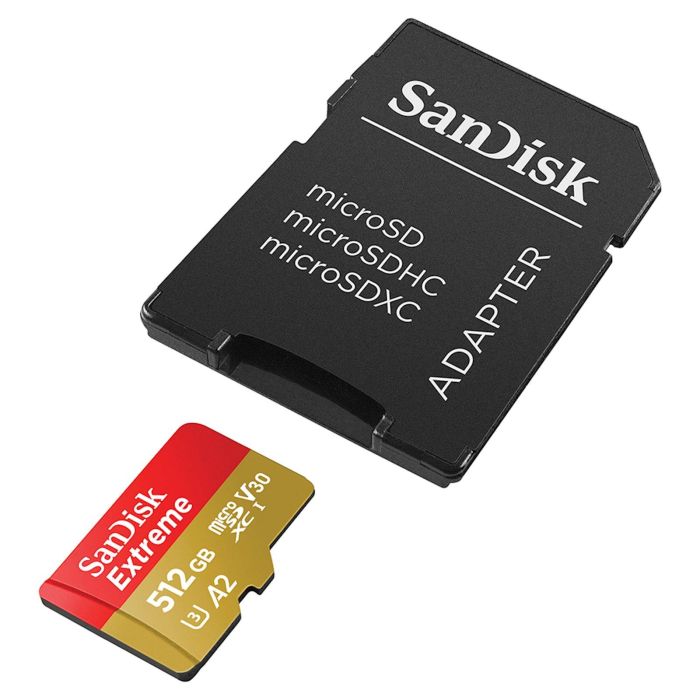 SanDisk Extreme microSDXC 512GB + SD Adapter 190MB/s & 130MB/s A2 C10 V30 UHS-I U3 SanDisk Extreme microSDXC 512GB + SD Adapter 190MB/s & 130MB/s A2 C10 V30 UHS-I U3