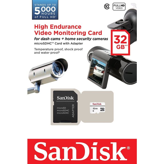 SanDisk High Endurance video microSDHC 32GB + SD Adapter Full HD / 4K video, do 100/40 MB/s C10, U3 SanDisk High Endurance video microSDHC 32GB + SD Adapter Full HD / 4K video, do 100/40 MB/s C10, U3