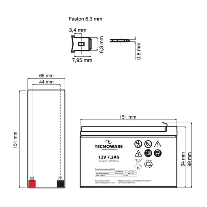 Tecnoware baterija/akumulator 12V 7,2Ah Tecnoware baterija/akumulator 12V 7,2Ah