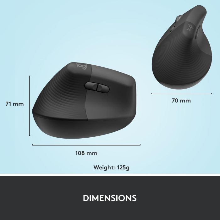 Logitech miška Lift LEFT Vertical Ergonomic, grafitna Logitech miška Lift LEFT Vertical Ergonomic, grafitna