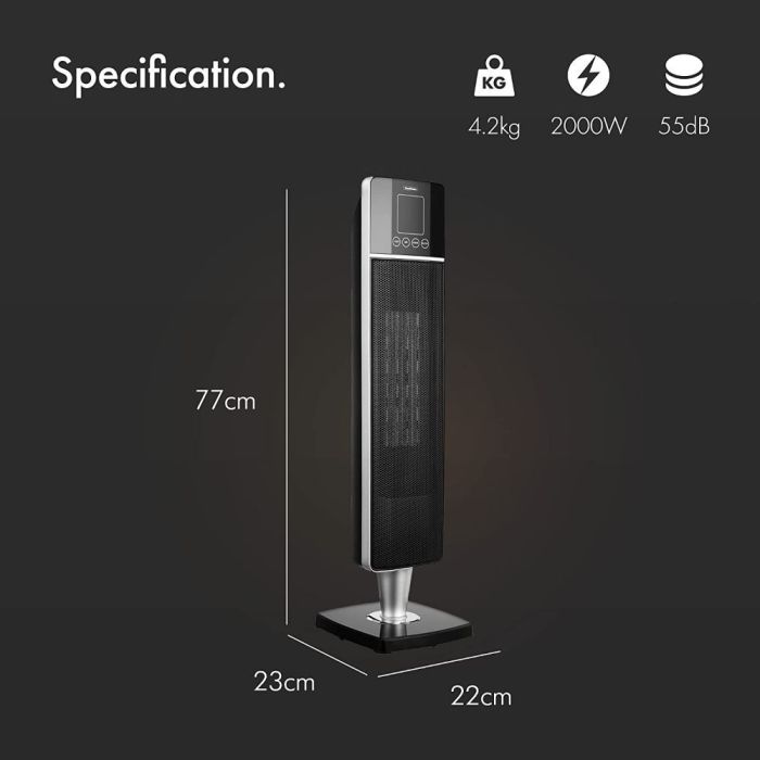 VonHaus 2000 W premium oscilacijski keramični PTC grelec črn 2514041 VonHaus 2000 W premium oscilacijski keramični PTC grelec črn 2514041