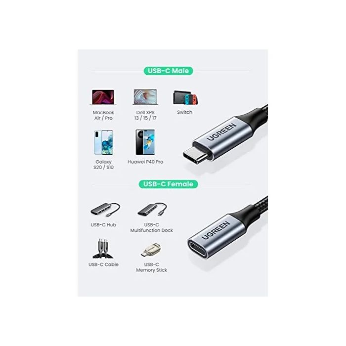 Ugreen USB-C podaljšek, 1M - PolyBag Ugreen USB-C podaljšek, 1M - PolyBag