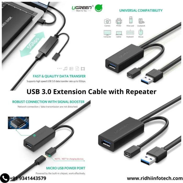 Ugreen USB podaljšek z možnostjo napajanja, 10M Ugreen USB podaljšek z možnostjo napajanja, 10M