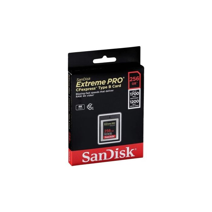 SanDisk Extreme PRO CFexpress Tip B, 256GB, 1700MB/s Branje, 1200MB/s Zapisovanje SanDisk Extreme PRO CFexpress Tip B, 256GB, 1700MB/s Branje, 1200MB/s Zapisovanje