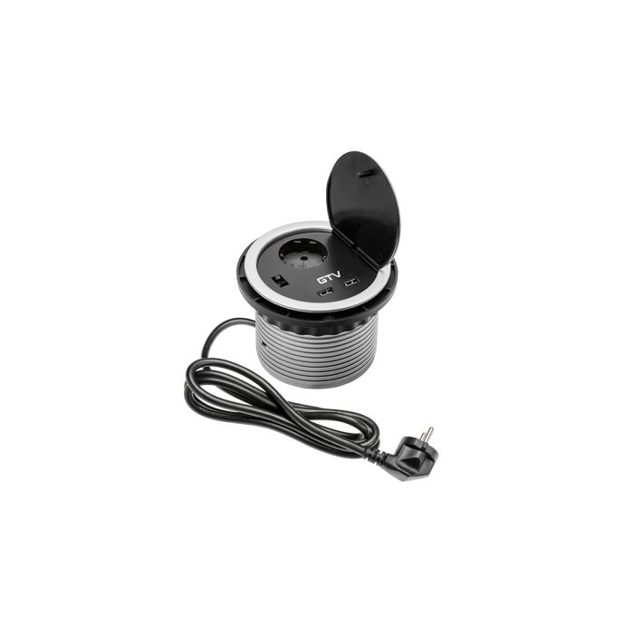 GTV vgradna vtičnica CHARGER 1x220V + 2xUSB Ø100mm GTV vgradna vtičnica CHARGER 1x220V + 2xUSB Ø100mm