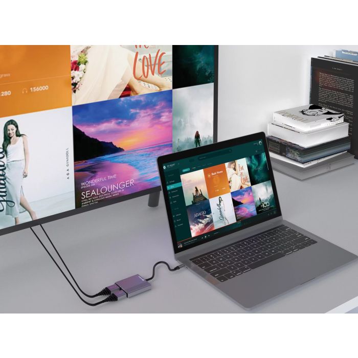Sandberg USB-C 2xHDMI + USB + Power Delivery priklopna postaja za 2 monitorja Sandberg USB-C 2xHDMI + USB + Power Delivery priklopna postaja za 2 monitorja