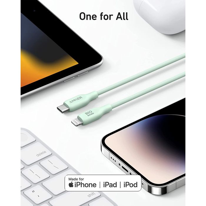 Anker 541 BIO USBC-LTG 0,9m kabel zelen Anker 541 BIO USBC-LTG 0,9m kabel zelen