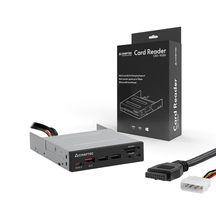 Chieftec all-in-one čitalec kartic 4x USB 3.2 Gen1 TypeA/C QC3.0 3,5 panel Chieftec all-in-one čitalec kartic 4x USB 3.2 Gen1 TypeA/C QC3.0 3,5 panel