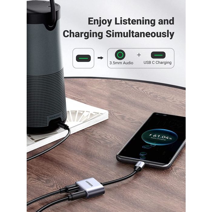 Ugreen USB C na 3,5mm adapter za slušalke in polnjenje 2 v 1 Ugreen USB C na 3,5mm adapter za slušalke in polnjenje 2 v 1