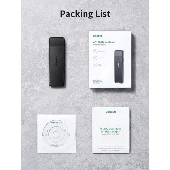 Ugreen USB WiFi adapter AC1300, 1300Mbps 802.11 Dual Band
