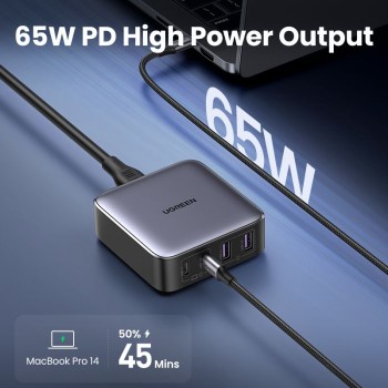 Ugreen Nexode 65W polnilec, 2x USB-A, 2x USB-C Ugreen Nexode 65W polnilec, 2x USB-A, 2x USB-C