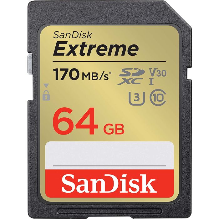 SanDisk Extreme 64GB SDXC spominska kartica + 1 leto RescuePRO Deluxe do170MB/s & 80MB/s branje/zapi SanDisk Extreme 64GB SDXC spominska kartica + 1 leto RescuePRO Deluxe do170MB/s & 80MB/s branje/zapi