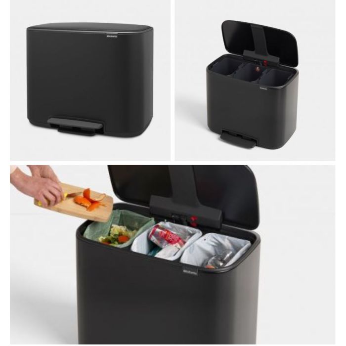 Brabantia koš na pedal 3x11L črn 121104 Brabantia koš na pedal 3x11L črn 121104