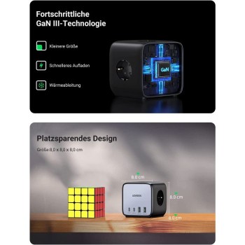 Ugreen DigiNest Cube 65W USB-C / AC 7v1 vtičnica Ugreen DigiNest Cube 65W USB-C / AC 7v1 vtičnica