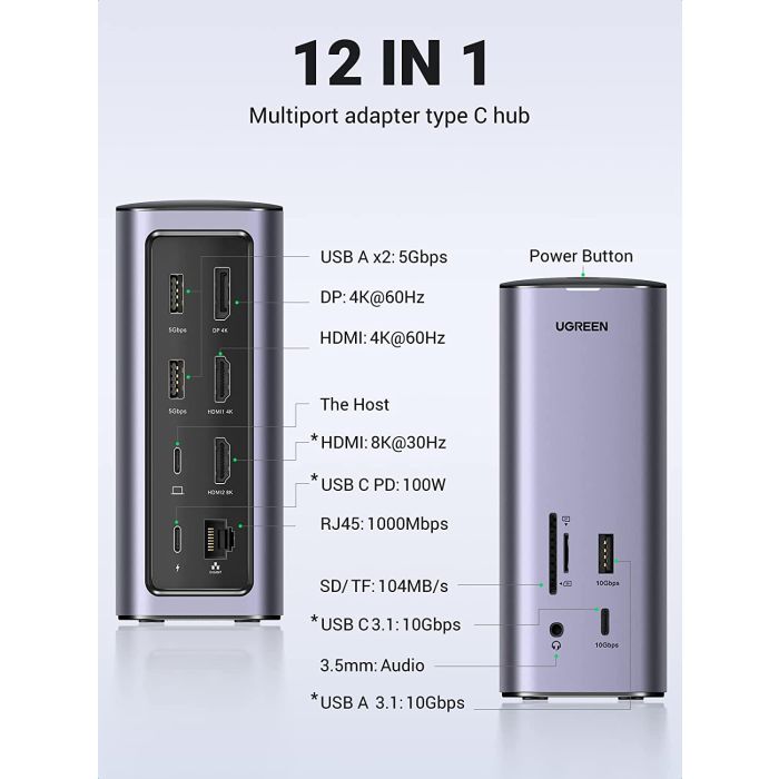 Ugreen Revodok Pro 312 USB-C Priklopna postaja 12v1 90325 Ugreen Revodok Pro 312 USB-C Priklopna postaja 12v1 90325