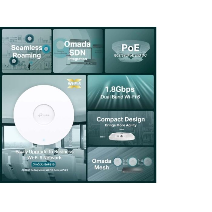 TP-LINK 1800Mbps Wireless AX WiFi 6 stropna dostopna točka TP-LINK 1800Mbps Wireless AX WiFi 6 stropna dostopna točka