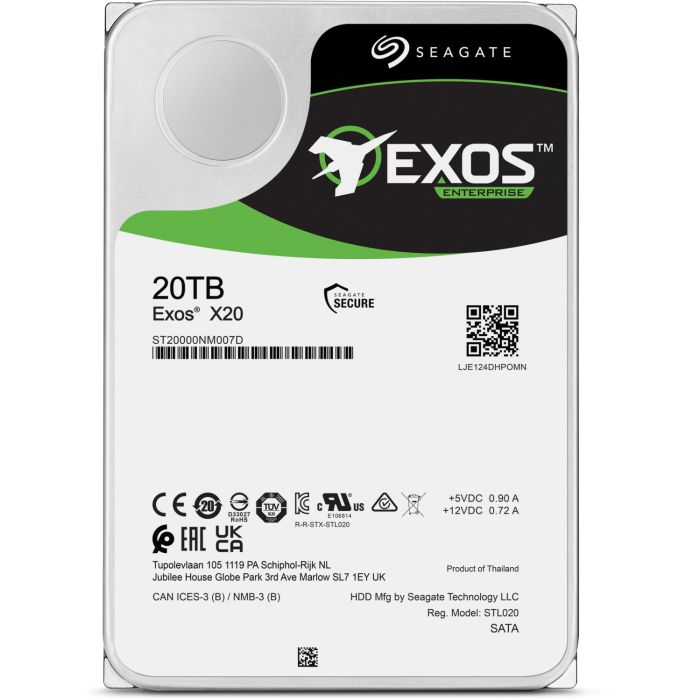 Seagate 20TB Exos X20 3,5 SATA 6Gb/s 7200rpm 256MB HDD disk Seagate 20TB Exos X20 3,5 SATA 6Gb/s 7200rpm 256MB HDD disk