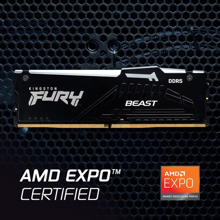 Kingston Fury Beast RGB 32GB Kit (2x16GB) DDR5-5600 DIMM PC5-38400 CL36, 1.25V Kingston Fury Beast RGB 32GB Kit (2x16GB) DDR5-5600 DIMM PC5-38400 CL36, 1.25V