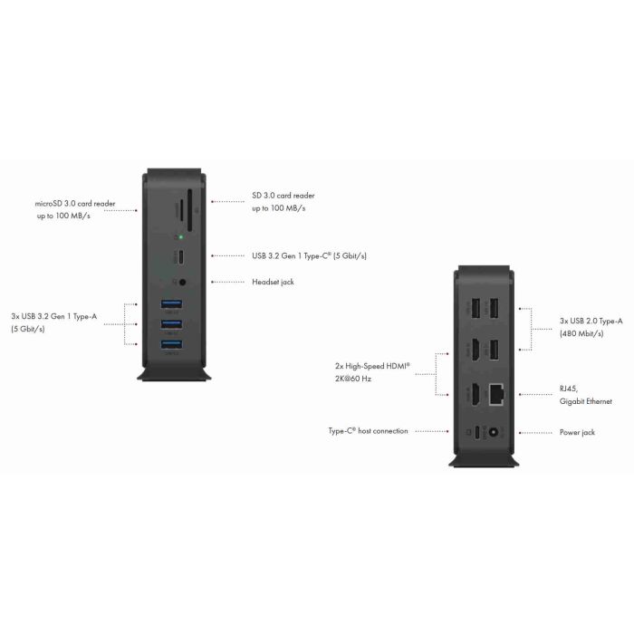 Icybox IB-DK2261AC Docking USB-C in USB-A priklopna postaja z dvema video izhodoma Icybox IB-DK2261AC Docking USB-C in USB-A priklopna postaja z dvema video izhodoma