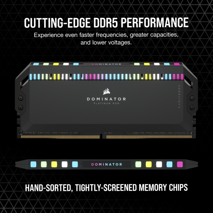Corsair DOMINATOR PLATINUM RGB 32GB (2x16GB) DDR5 5200MHz PC5-41600 CL36, 1.25V Corsair DOMINATOR PLATINUM RGB 32GB (2x16GB) DDR5 5200MHz PC5-41600 CL36, 1.25V