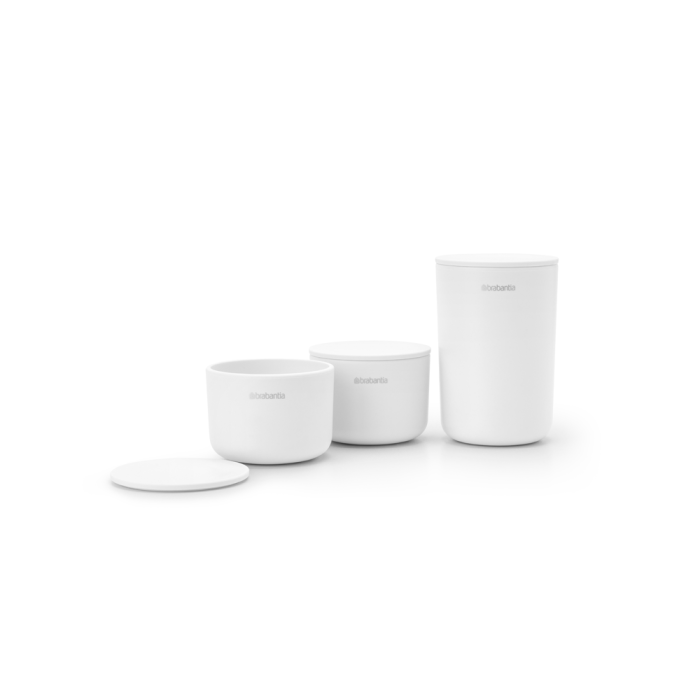Brabantia set 3 lončkov za kopalnico bel Brabantia set 3 lončkov za kopalnico bel