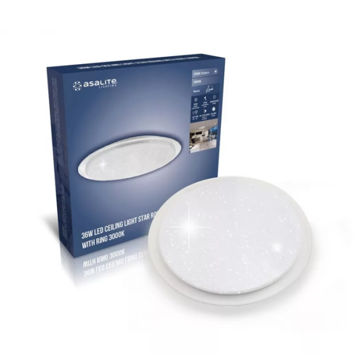 Asalite LED stropna svetilka LINDA 36W 3000K 3240 lumnov okrogla učinek zvezdic/bleščic Asalite LED stropna svetilka LINDA 36W 3000K 3240 lumnov okrogla učinek zvezdic/bleščic