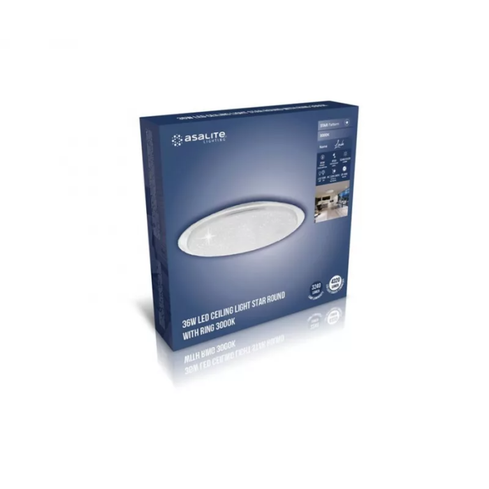 Asalite LED stropna svetilka LINDA 36W 3000K 3240 lumnov okrogla učinek zvezdic/bleščic Asalite LED stropna svetilka LINDA 36W 3000K 3240 lumnov okrogla učinek zvezdic/bleščic