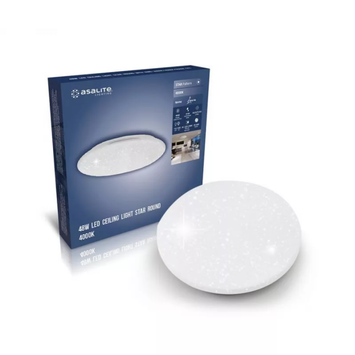 Asalite LED stropna svetilka EMILY 36W 3000K (3240 lumnov) okrogla/učinek zvezdic/bleščic Asalite LED stropna svetilka EMILY 36W 3000K (3240 lumnov) okrogla/učinek zvezdic/bleščic
