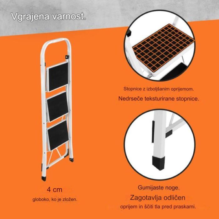 VonHaus 3 polična jeklena lestev VonHaus 3 polična jeklena lestev