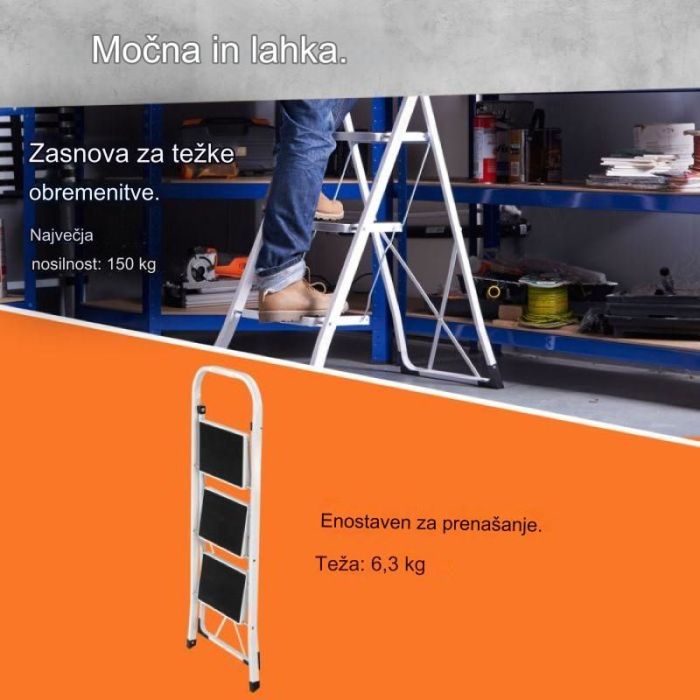 VonHaus 3 polična jeklena lestev VonHaus 3 polična jeklena lestev