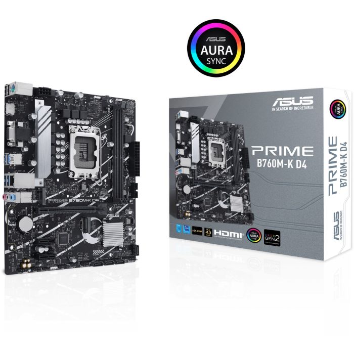 ASUS PRIME B760M-K D4, DDR4, SATA3, USB3.2Gen1, HDMI, PCIe 4.0, LGA1700 mATX ASUS PRIME B760M-K D4, DDR4, SATA3, USB3.2Gen1, HDMI, PCIe 4.0, LGA1700 mATX