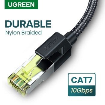 Ugreen UTP Cat7 oklopljen pleten okrogel kabel z modularnim RJ45 Ethernet priključkom 1M