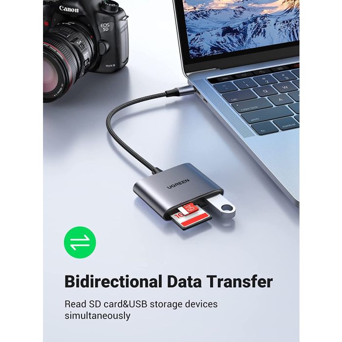 Ugreen USB-C čitalnik kartic 3v1 Ugreen USB-C čitalnik kartic 3v1