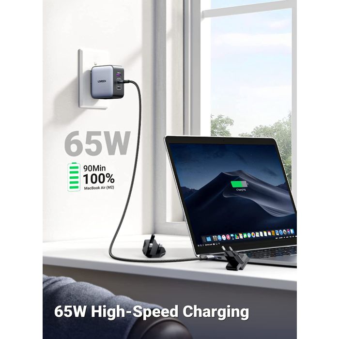 Ugreen Nexode 65W USB A + USB C potovalni polnilnik GaN II PD 3.0 Ugreen Nexode 65W USB A + USB C potovalni polnilnik GaN II PD 3.0