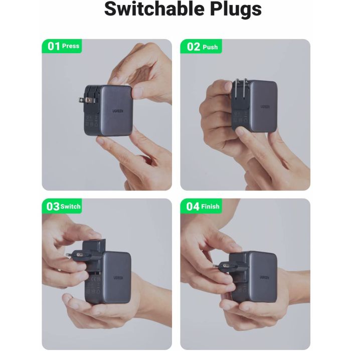Ugreen Nexode 65W USB A + USB C potovalni polnilnik GaN II PD 3.0 Ugreen Nexode 65W USB A + USB C potovalni polnilnik GaN II PD 3.0