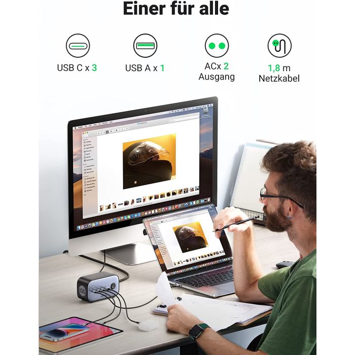 Ugreen DigiNest Pro 100W USB-C GaN polnilnik Ugreen DigiNest Pro 100W USB-C GaN polnilnik