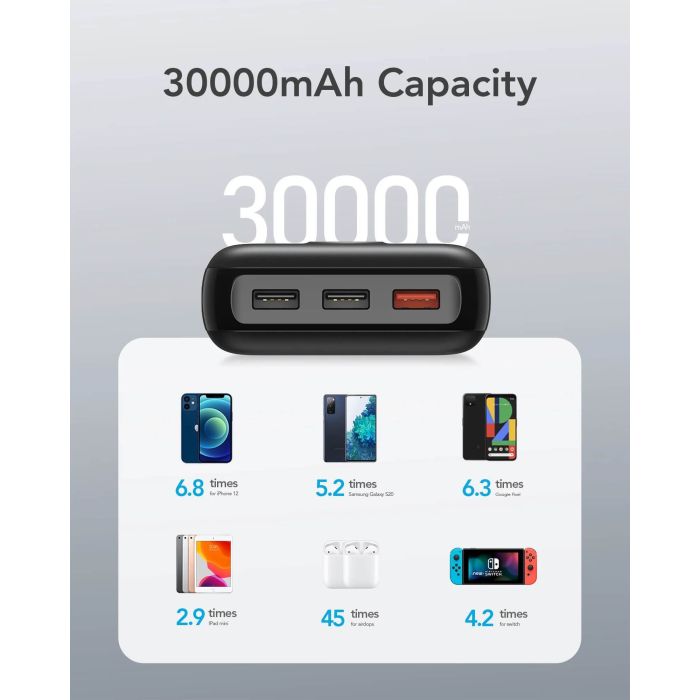 VEGER prenosna baterija L30 30000 mAh, črna VEGER prenosna baterija L30 30000 mAh, črna