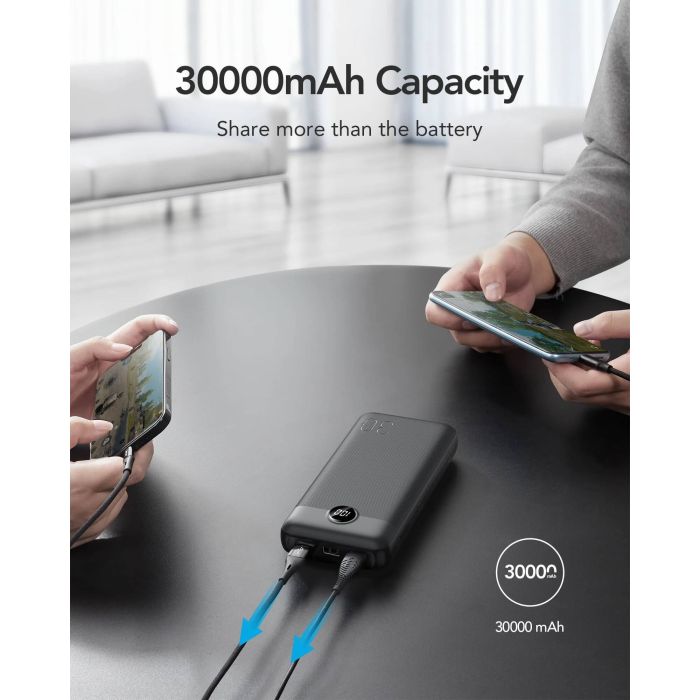 VEGER prenosna baterija L30 30000 mAh, črna VEGER prenosna baterija L30 30000 mAh, črna