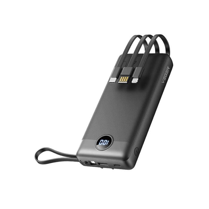 VEGER prenosna baterija z vgrajenimi kabli C20 20000 mAh, črna VEGER prenosna baterija z vgrajenimi kabli C20 20000 mAh, črna