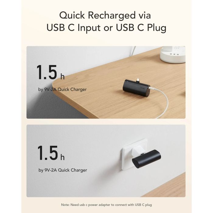 VEGER prenosna baterija PlugON-C 5000 mAh, črna VEGER prenosna baterija PlugON-C 5000 mAh, črna